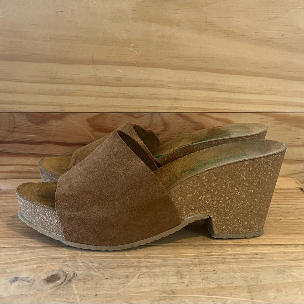 BioNatura Slide Cognac Suede Cork Sandals Mules  size 39